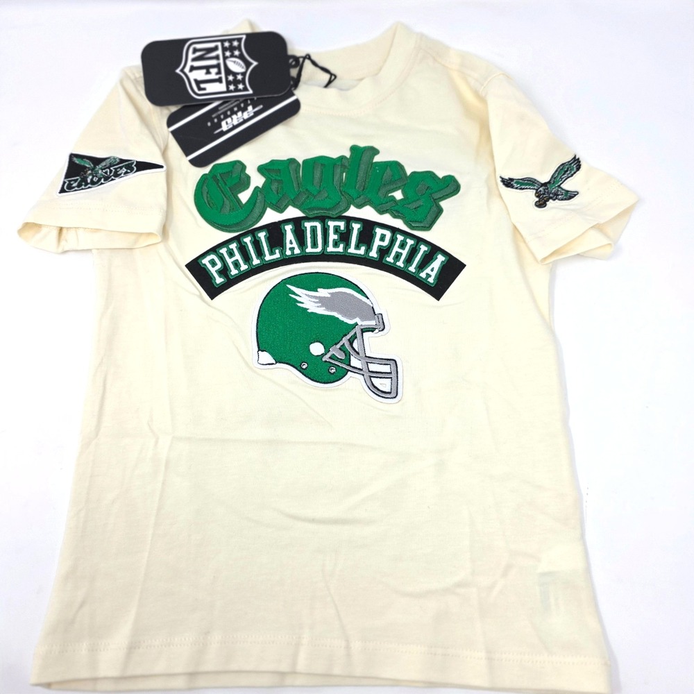 Pro Standard T-Shirt Boys 4T Egg Ivory Philadelphia Eagles NFL Logo Patch Tee